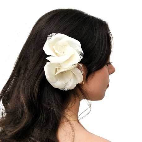 Tocado de Novia Rosas con Encaje