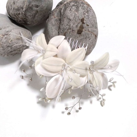 Tocado de Novia Flores Lilis y Cristales Mod 76