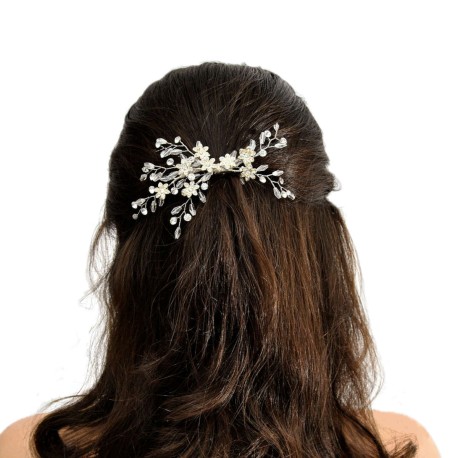 Tocado de Novia Peineta de Flores de Cristales
