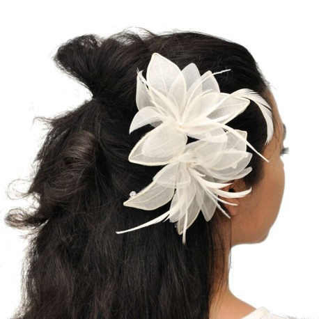 Tocado de Novia Lilis Organza y Plumas