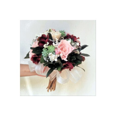 Ramo para Damas de Honor Rosas en tono rosa y vino